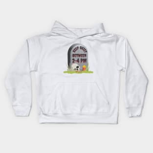 Keep Quiet Between 2-4  PM Funny RIP Grumpy Tombstone Joke Kids Hoodie